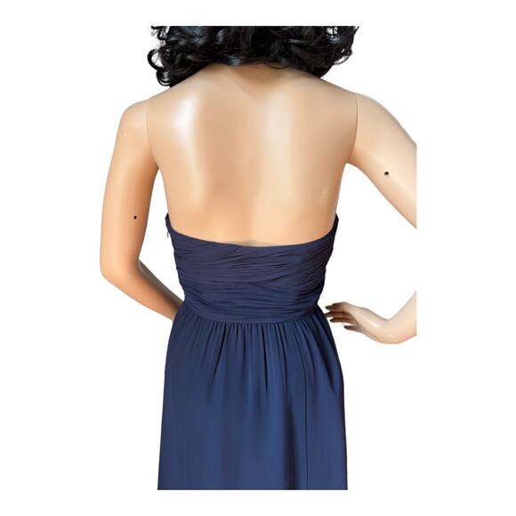 Ralph Lauren Navy Wrapped Bodice Sweetheart Strapless Chiffon Dress size 0 P - Picture 10 of 16